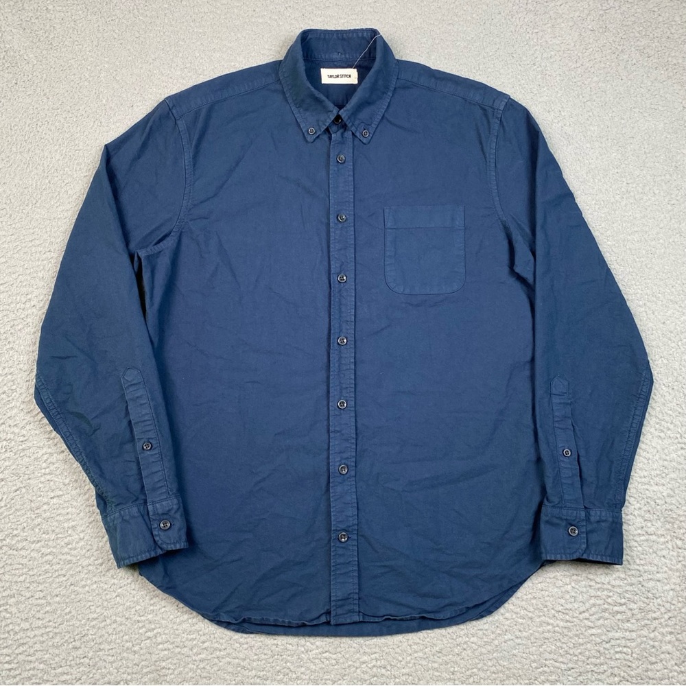 Taylor Stitch Men's Size 40 Blue Organic Cotton Long Sleeve Button Down Shirt